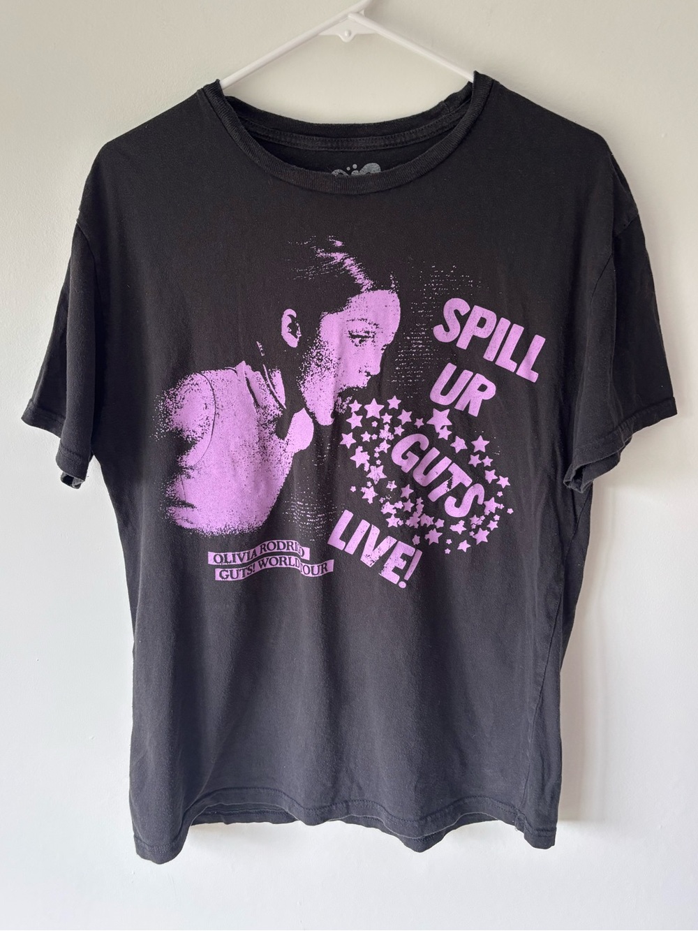 Olivia Rodrigo Guts! World Tour Black Pink Band T-shirt Spill Your Guts